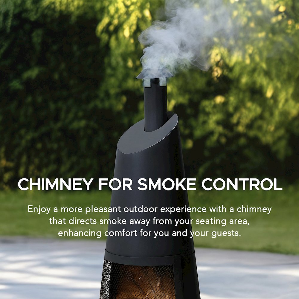 57 in. 2-in-1 Metal Outdoor Chiminea Fire Pit & Fireplace, Removable Grill Grate. Picture 3
