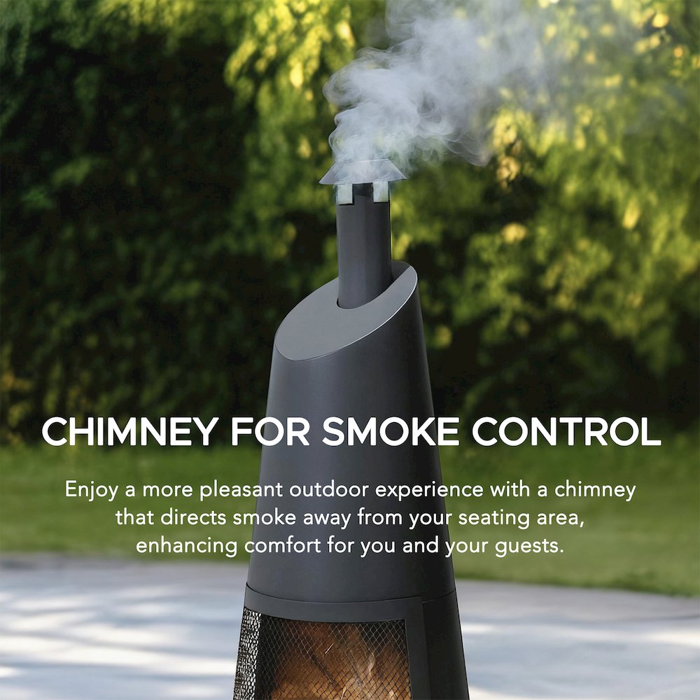 57 in. 2-in-1 Metal Outdoor Chiminea Fire Pit & Fireplace, Removable Grill Grate. Picture 9