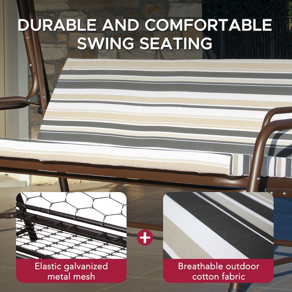 4-Seat Luxury Swing and Bed with Elastic Metal Mesh Seat. Picture 7