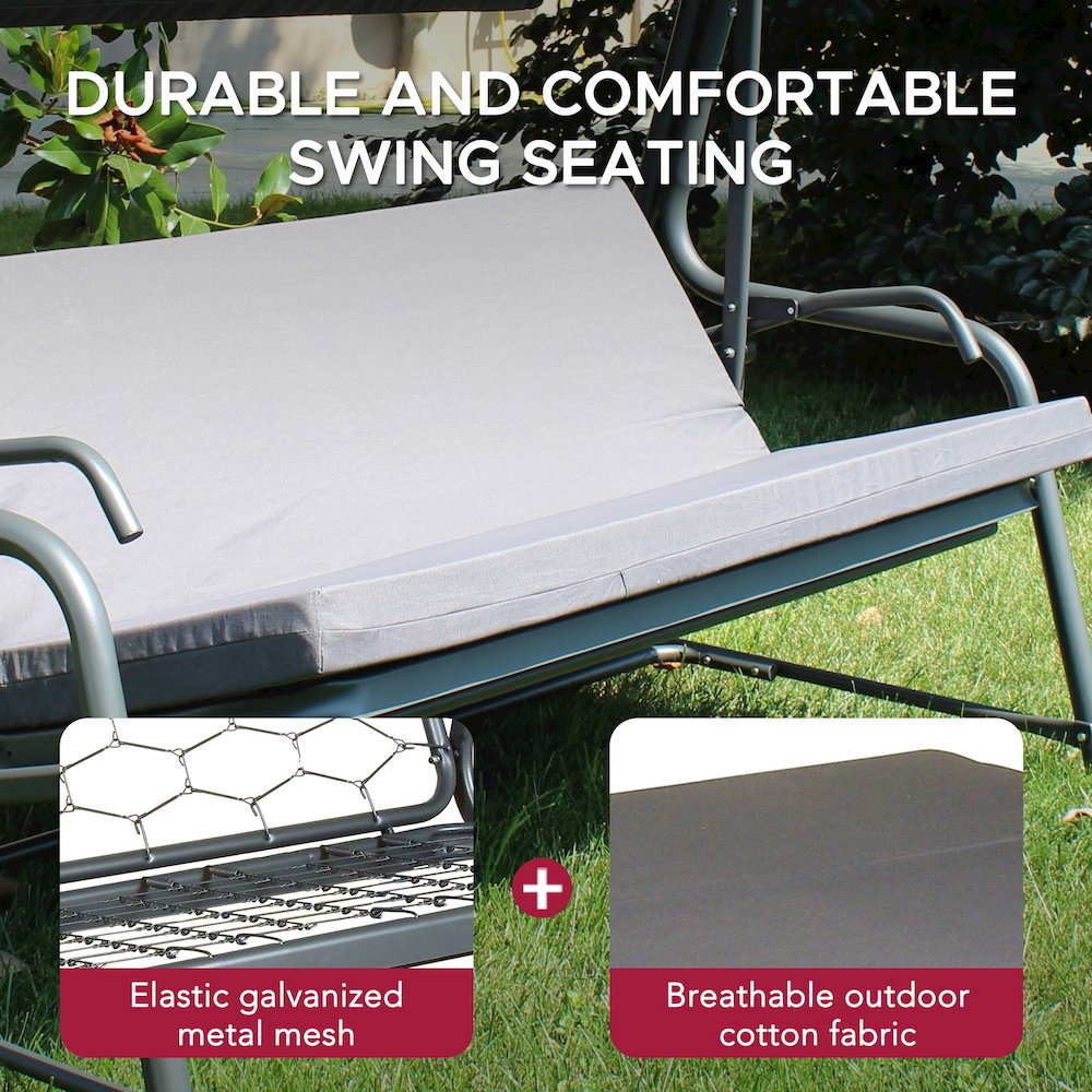 4-Seat Luxury Swing and Bed with Elastic Metal Mesh Seat. Picture 8