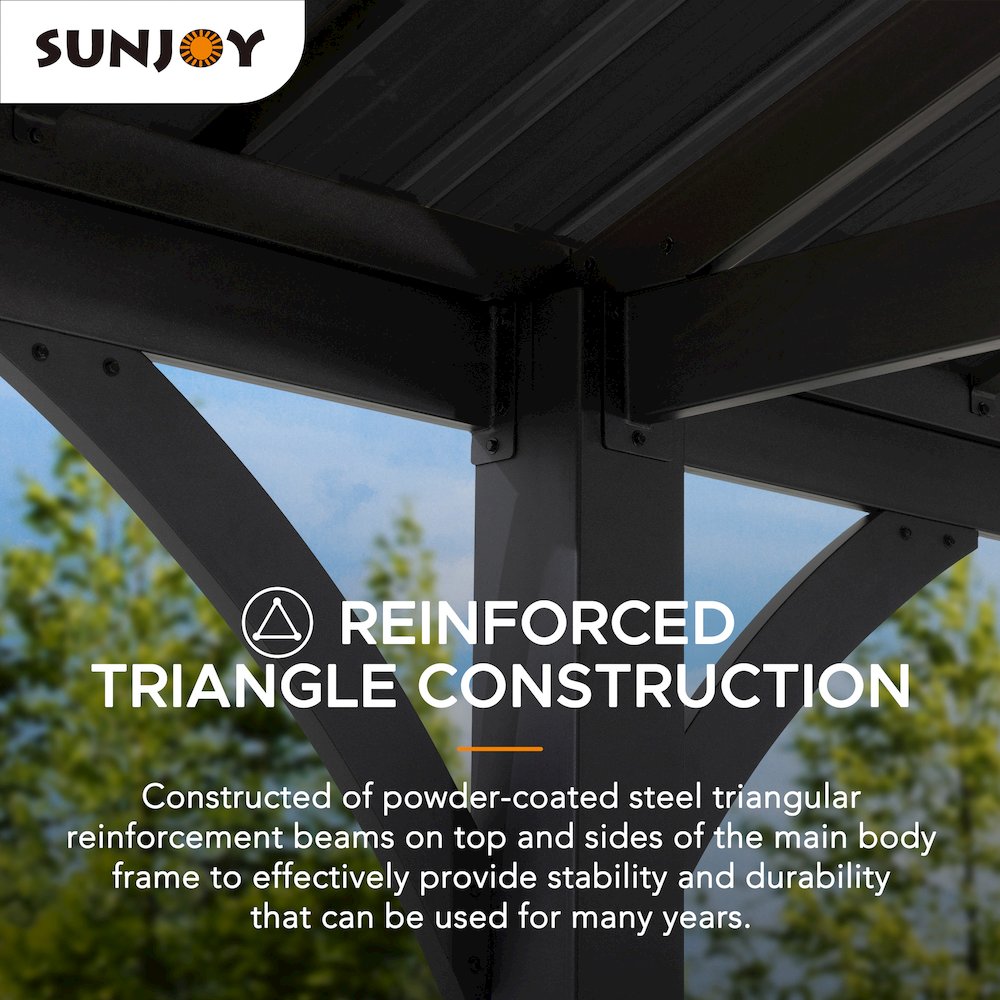 Newville Heavy Duty Outdoor Carport with Polycarbonate Gable Roof. Picture 8