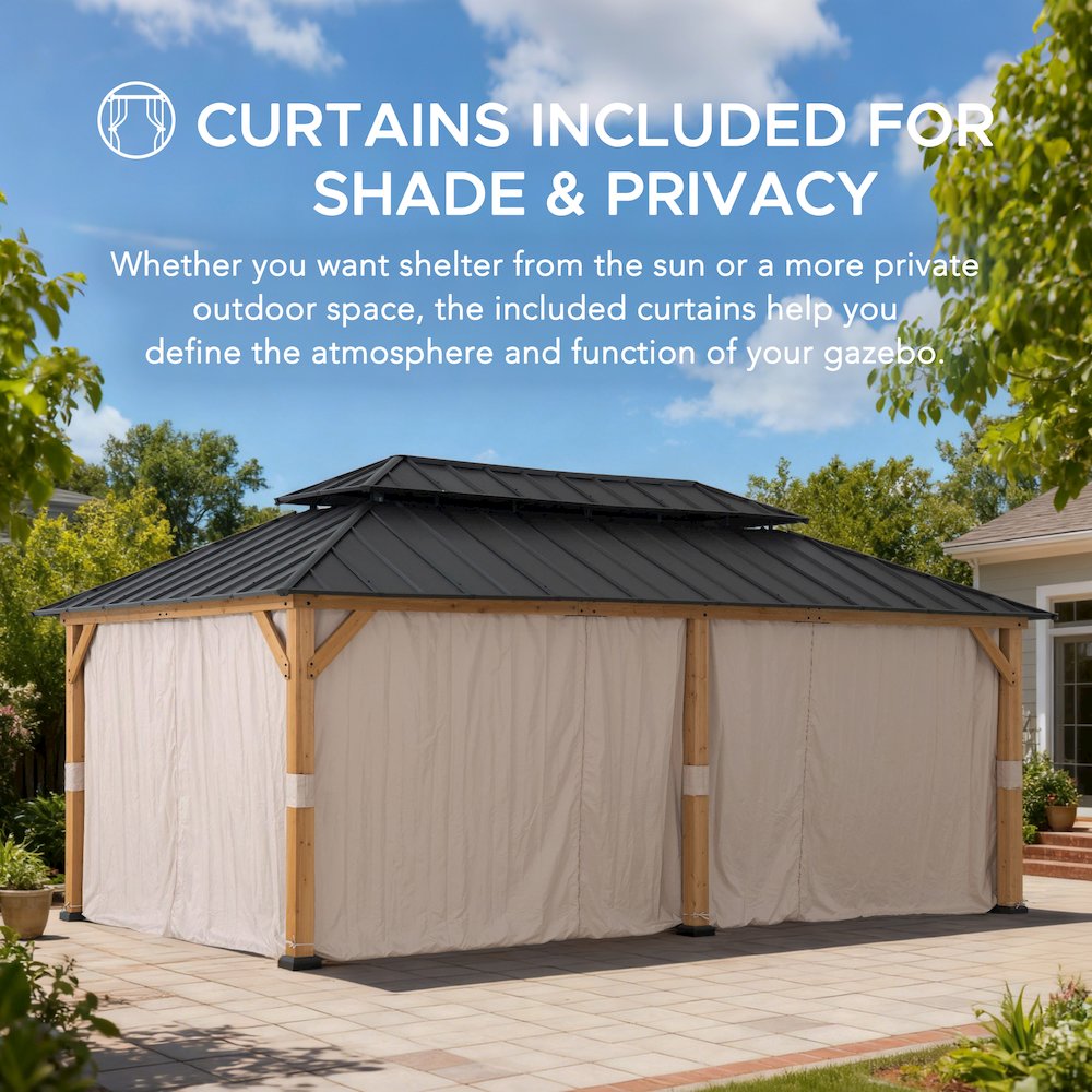 12x20 Archwood Iron Roof Tent + Mosquito Net (with Lights), Brown. Picture 7