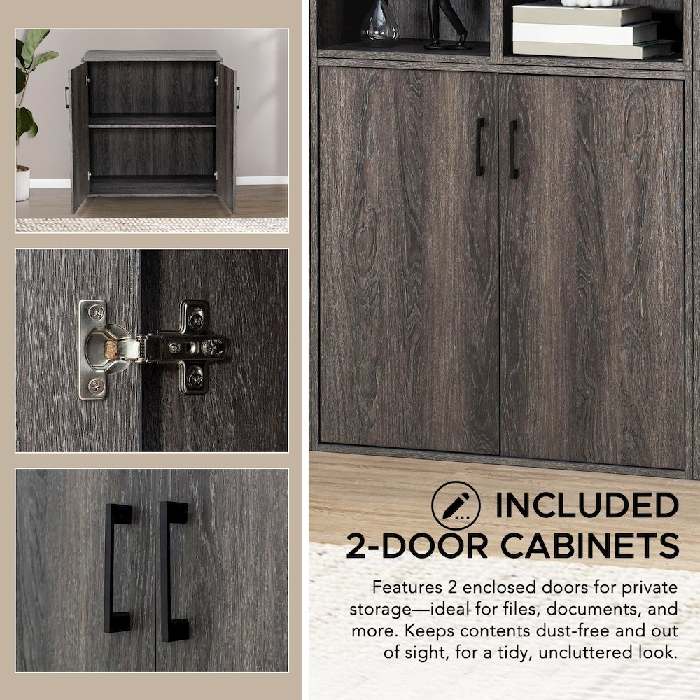Quub Two Door Cabinet, Space Saving Stackable MDF Wood Cabinet for Living Room. Picture 7
