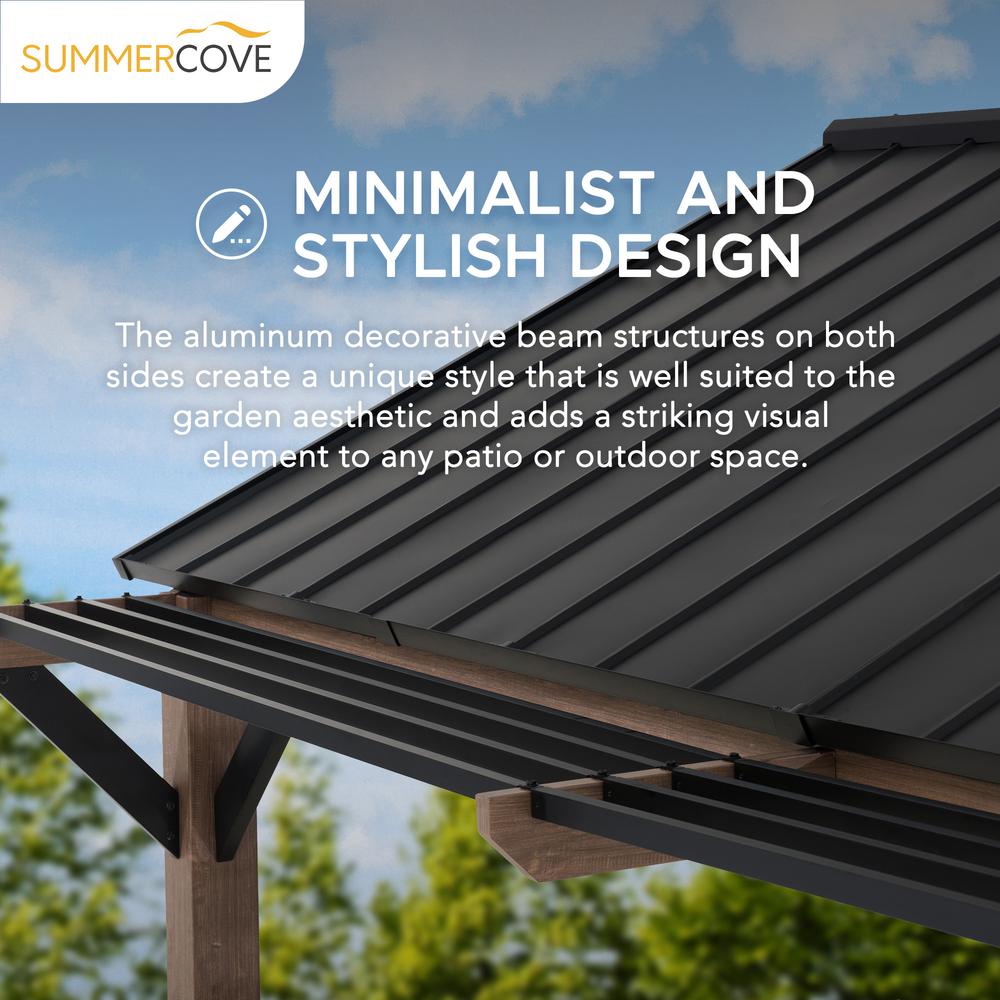 Sunjoy Kinzie 13 x 13 ft Hardtop Gazebo With Pergola Awnings. Picture 2