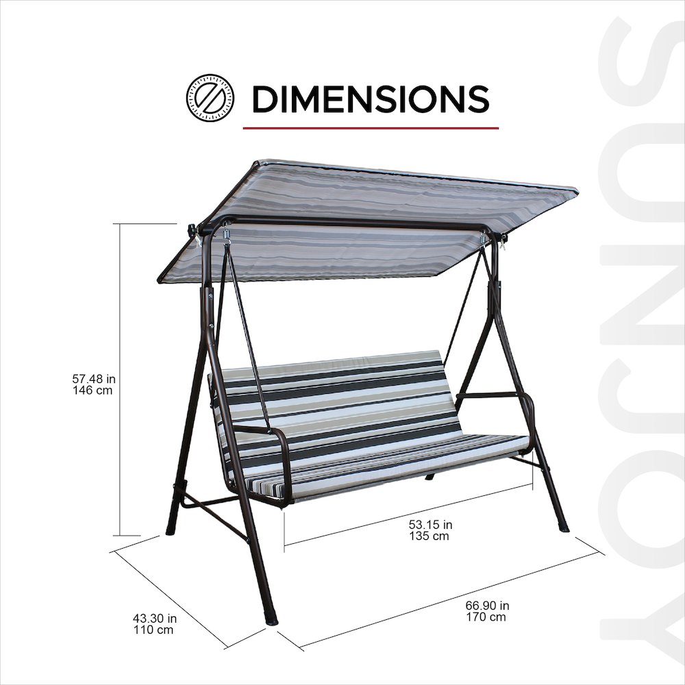 2-Seat Patio Metal Proch Swing With Adjustable Canopy. Picture 2