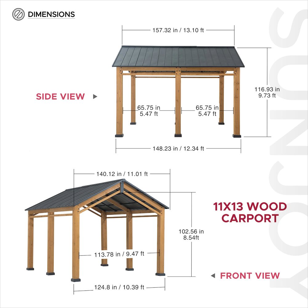 Outdoor Gazebo, Heavy Duty Garage Car Shelter with Powder-Coated Steel Roof. Picture 3