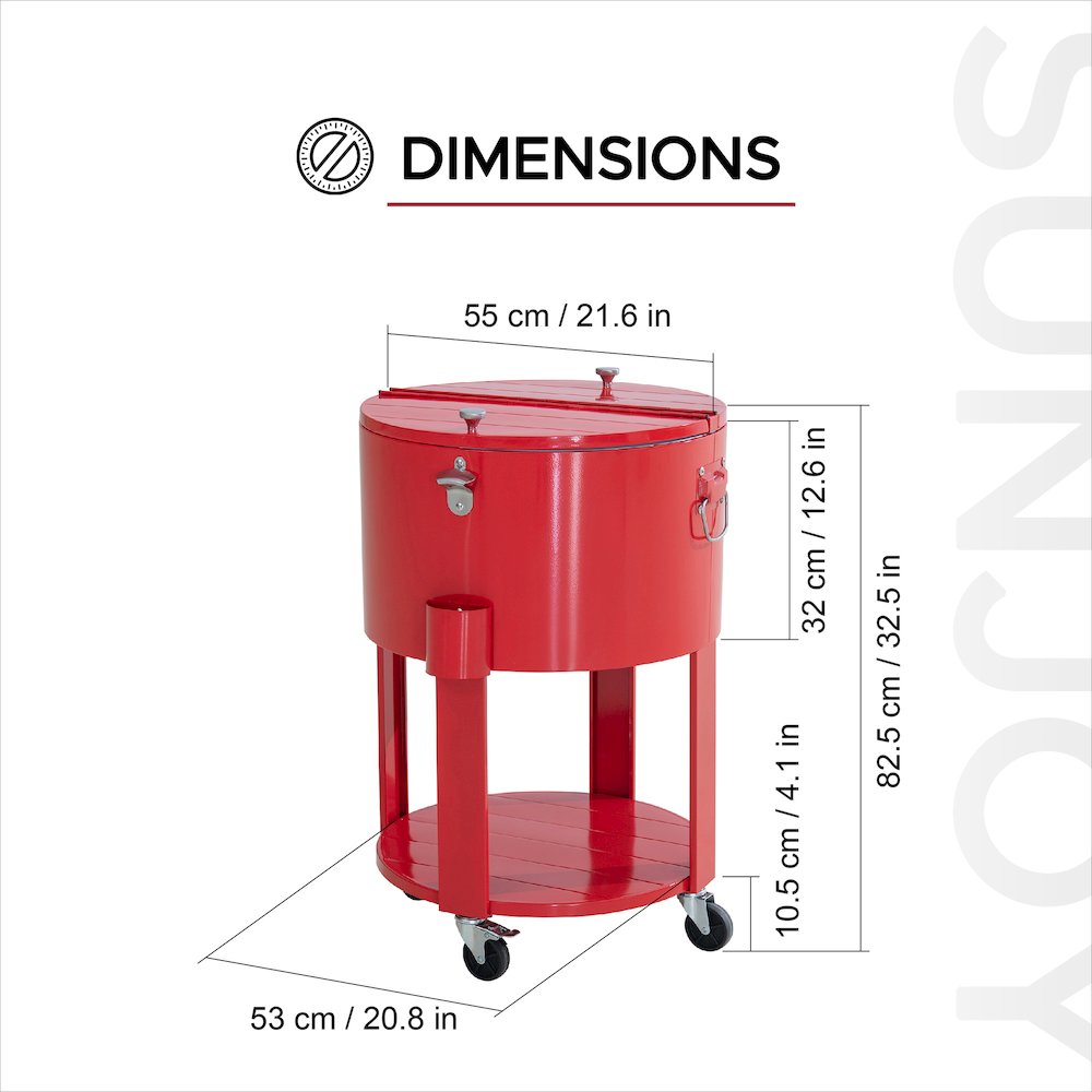 60 Quart Rolling Ice Chest Cooler Cart, Portable Patio Party Bar. Picture 2