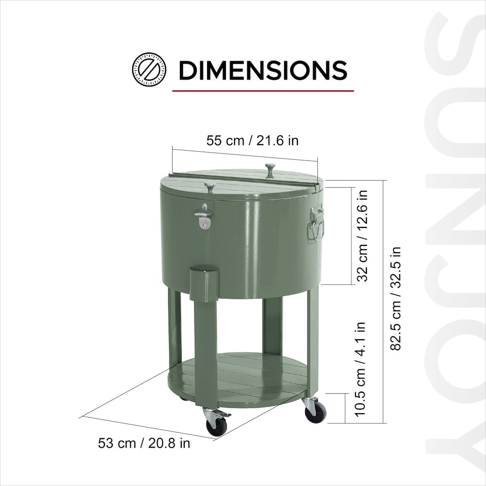 60 Quart Rolling Ice Chest Cooler Cart, Portable Patio Party Bar. Picture 2
