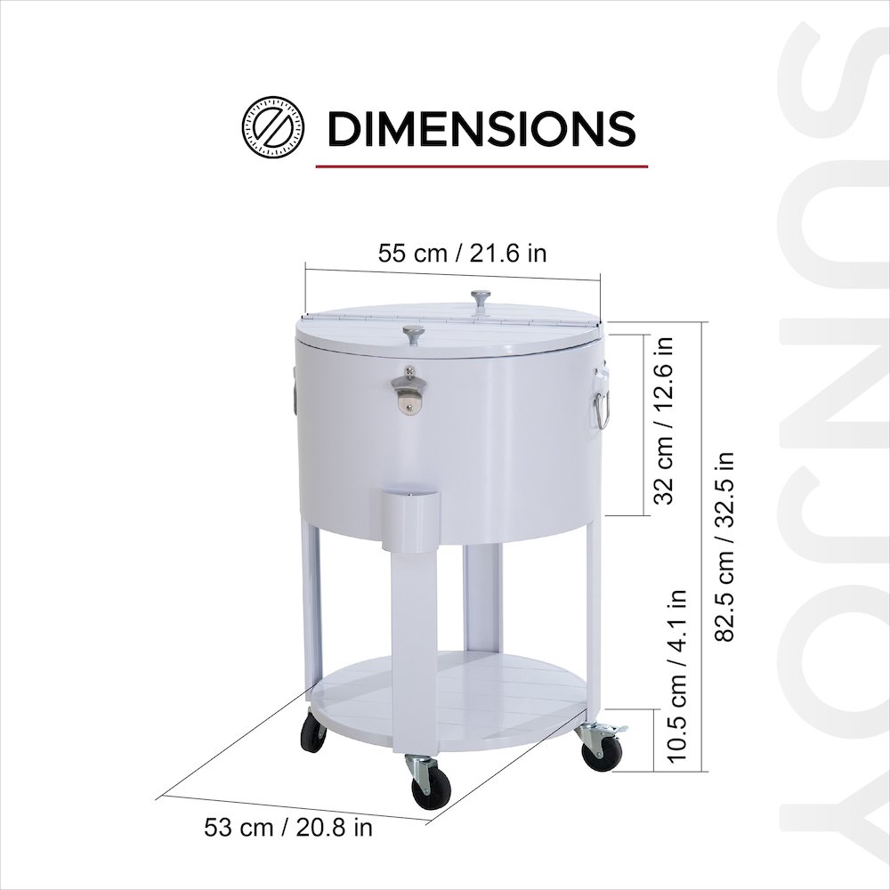 60 Quart Rolling Ice Chest Cooler Cart, Portable Patio Party Bar. Picture 2