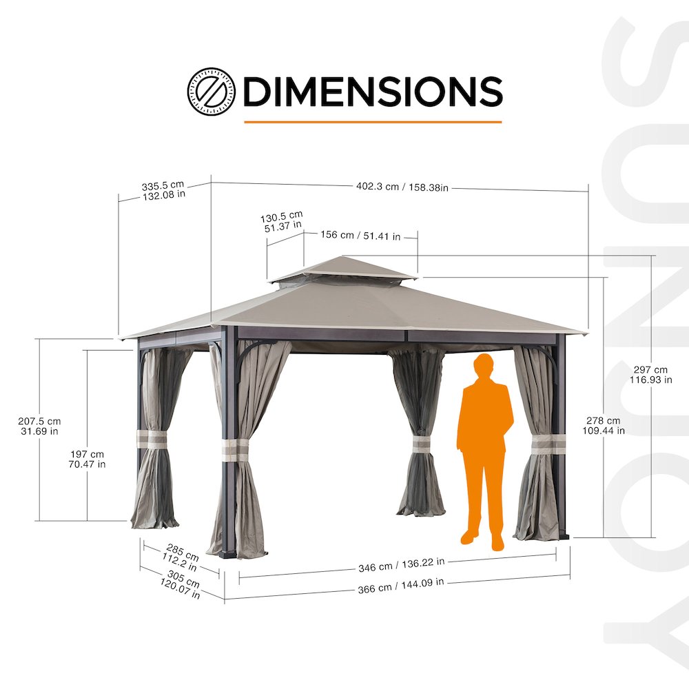 SummerCove Roberts 11 ft. x 13 ft. 2-tier Gazebo. Picture 2