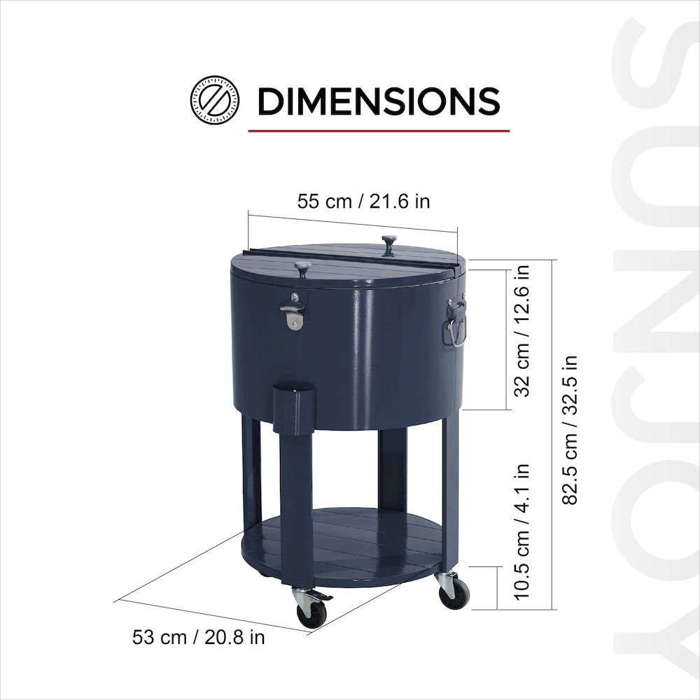 60 Quart Rolling Ice Chest Cooler Cart, Portable Patio Party Bar. Picture 2