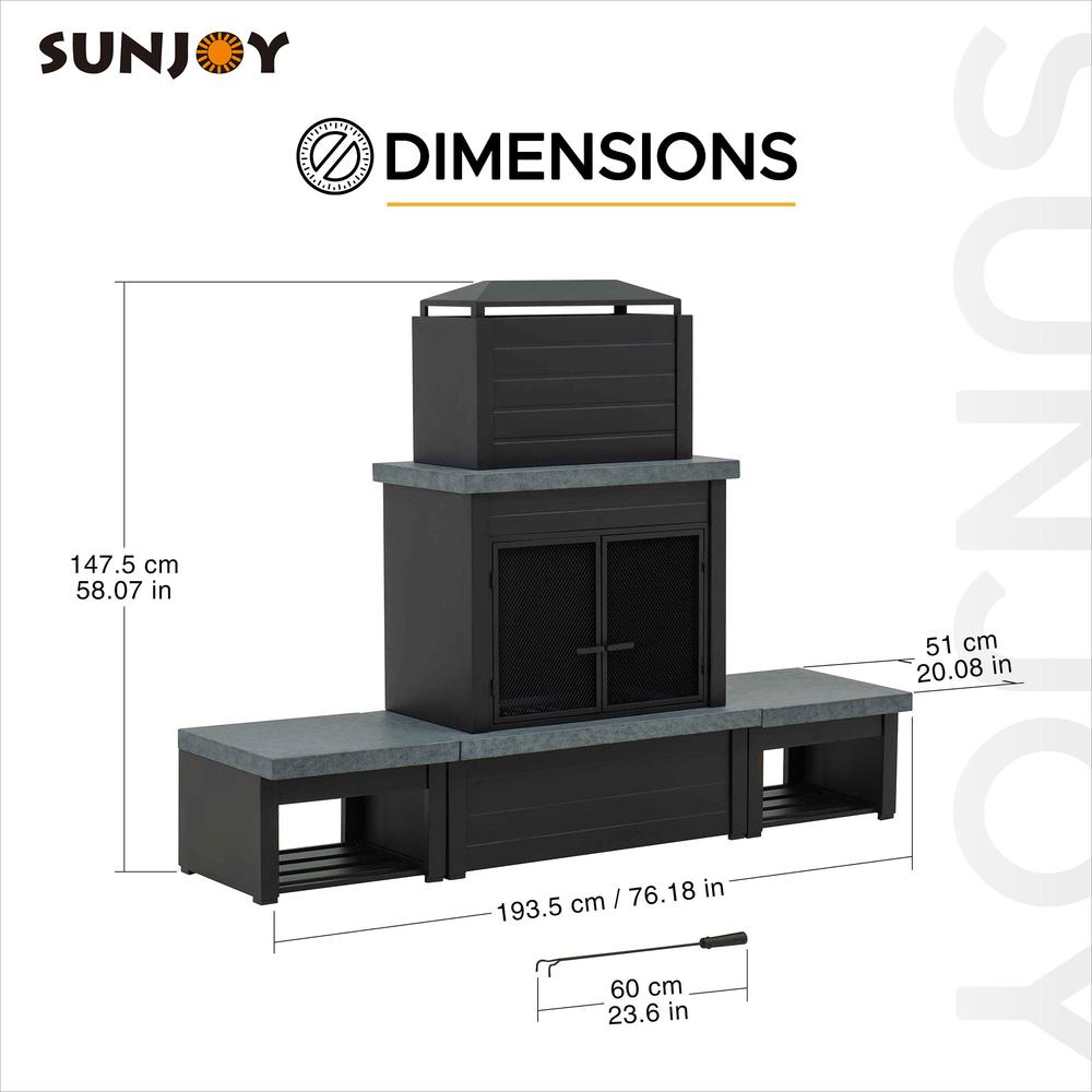 Wood Burning Fireplace –  Outdoor Steel Fireplace with Chimney, Log Holders. Picture 10