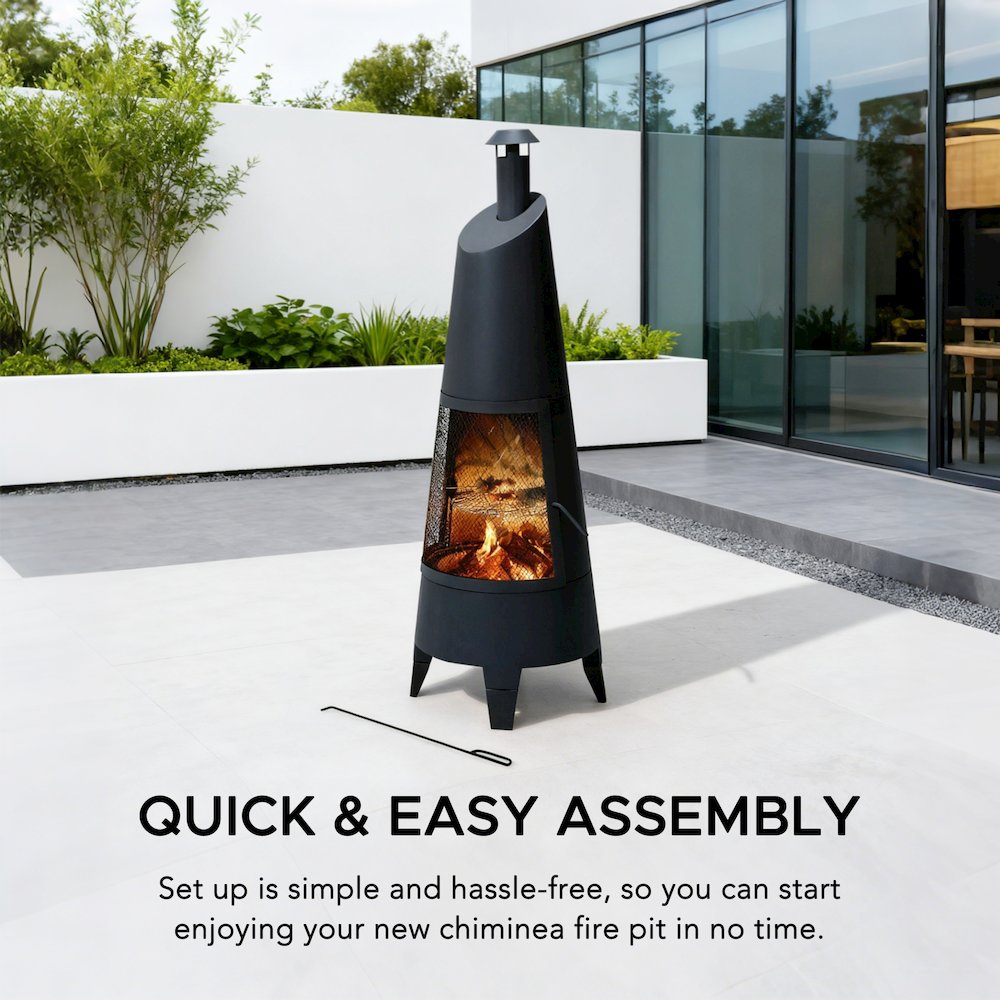 57 in. 2-in-1 Metal Outdoor Chiminea Fire Pit & Fireplace, Removable Grill Grate. Picture 8