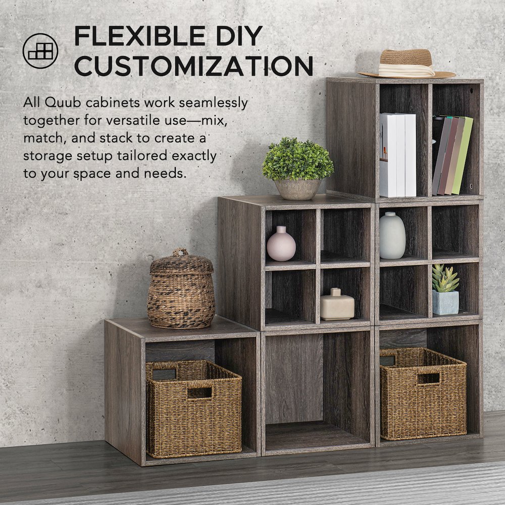 Quub Open Cabinet, Space Saving Stackable MDF Wood Cabinet for Living Room. Picture 4