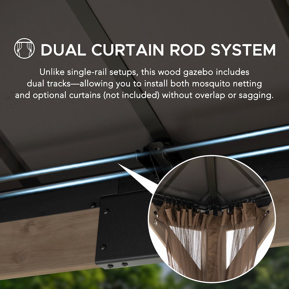 12x16 Archwood Iron Roof Tent + Mosquito Net (with Lights), Brown. Picture 4