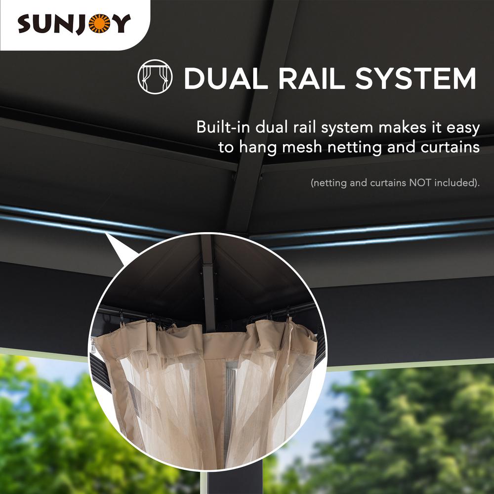 Sunjoy 15 x 15 ft. Outdoor Hardtop Octagon Double Tiered Metal Gazebo. Picture 8