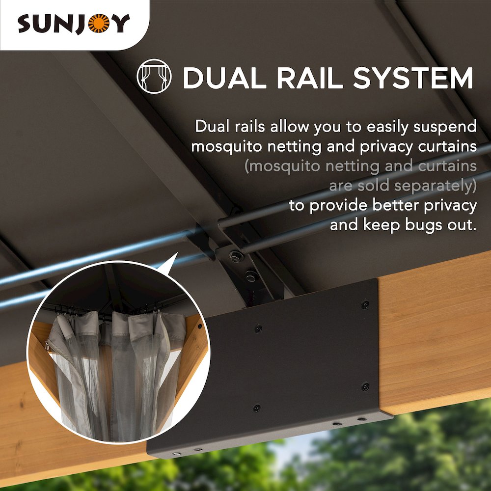 Sunjoy 12 ft. x 20 ft. Cedar Framed  Gazebo with Steel Hardtop. Picture 9