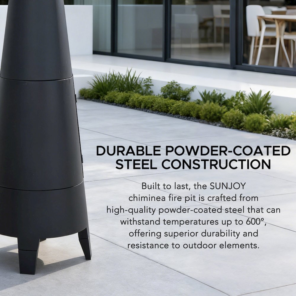 57 in. 2-in-1 Metal Outdoor Chiminea Fire Pit & Fireplace, Removable Grill Grate. Picture 6