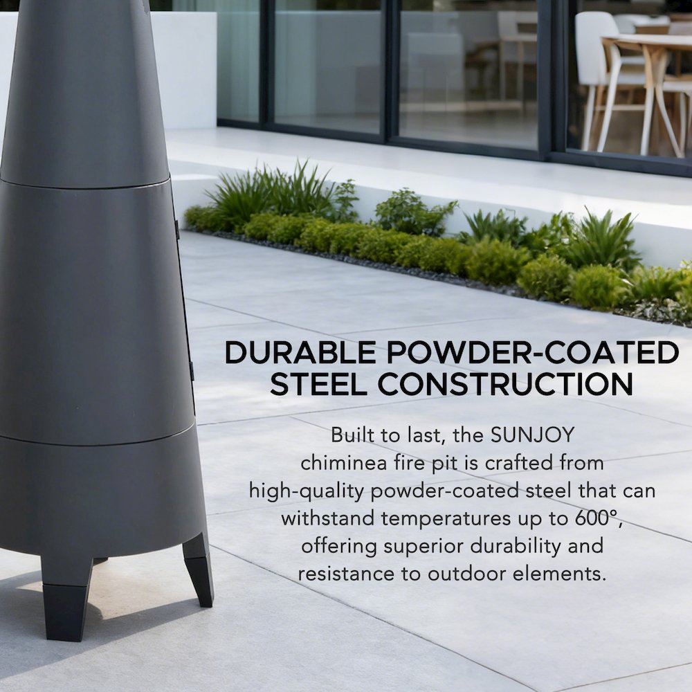 57 in. 2-in-1 Metal Outdoor Chiminea Fire Pit & Fireplace, Removable Grill Grate. Picture 6