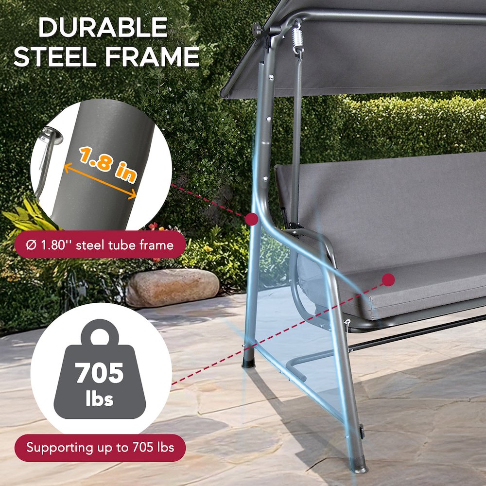 4-Seat Luxury Swing and Bed with Elastic Metal Mesh Seat. Picture 6