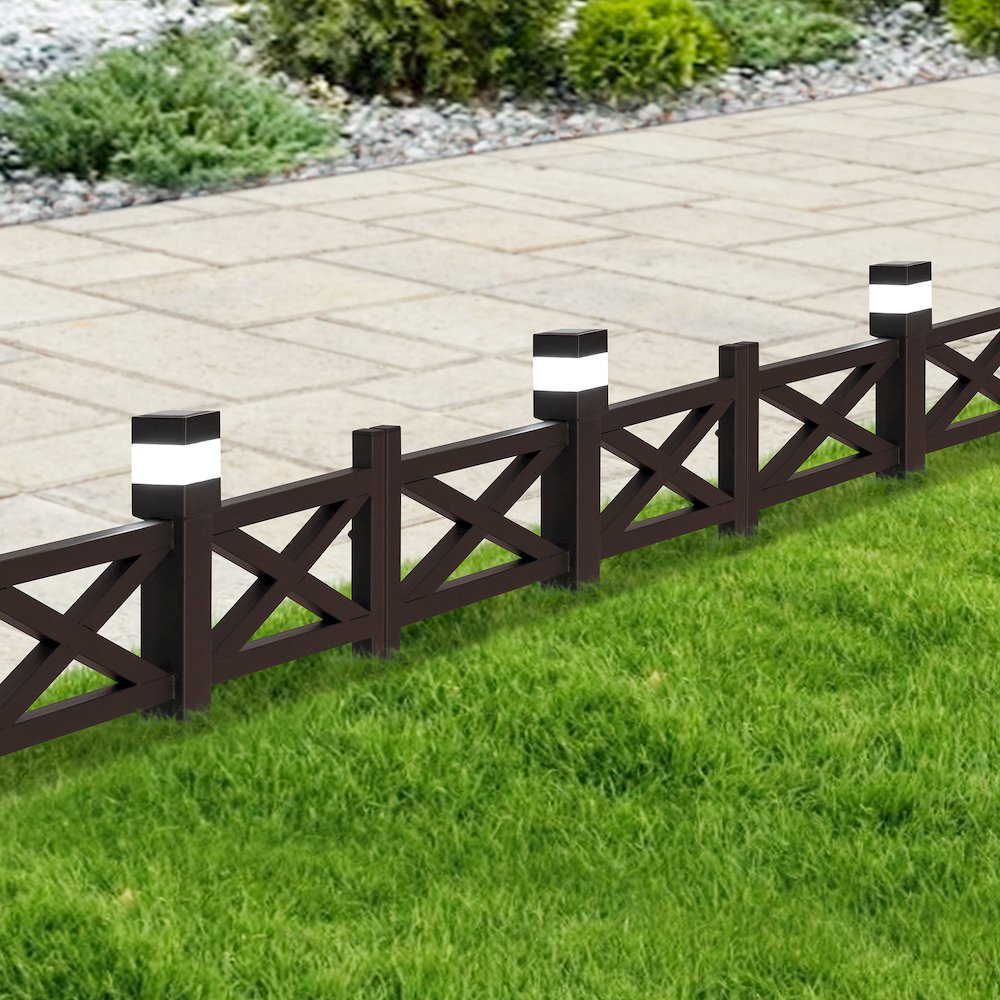 Sunjoy Cromwell Solar Garden Border Fencing Brown (5PK). Picture 7