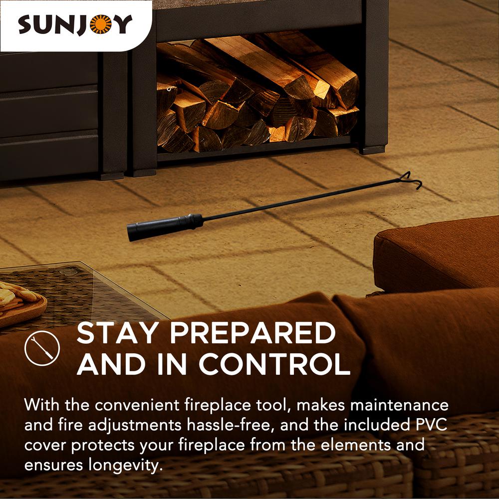 Wood Burning Fireplace –  Outdoor Steel Fireplace with Chimney, Log Holders. Picture 12