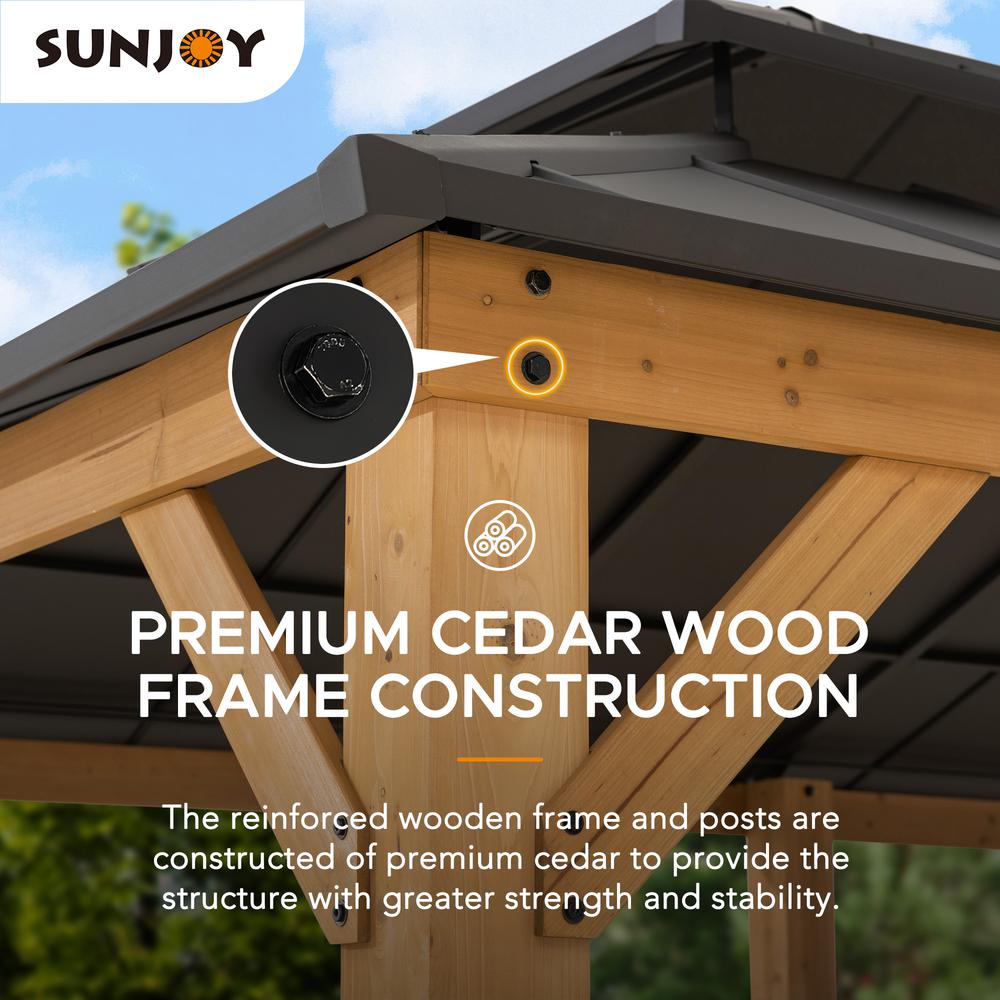 Sunjoy 12 ft. x 20 ft. Cedar Framed  Gazebo with Alum. Hardtop. Picture 9