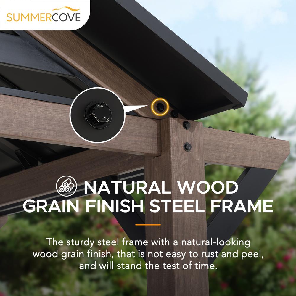 Sunjoy Kinzie 13 x 13 ft Hardtop Gazebo With Pergola Awnings. Picture 5