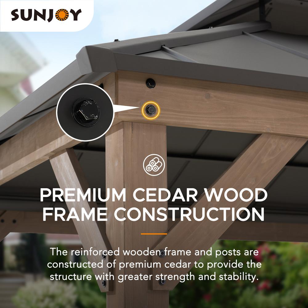 Sunjoy 10 ft. x 12 ft. Cedar Framed Gazebo with Steel Hardtop. Picture 7