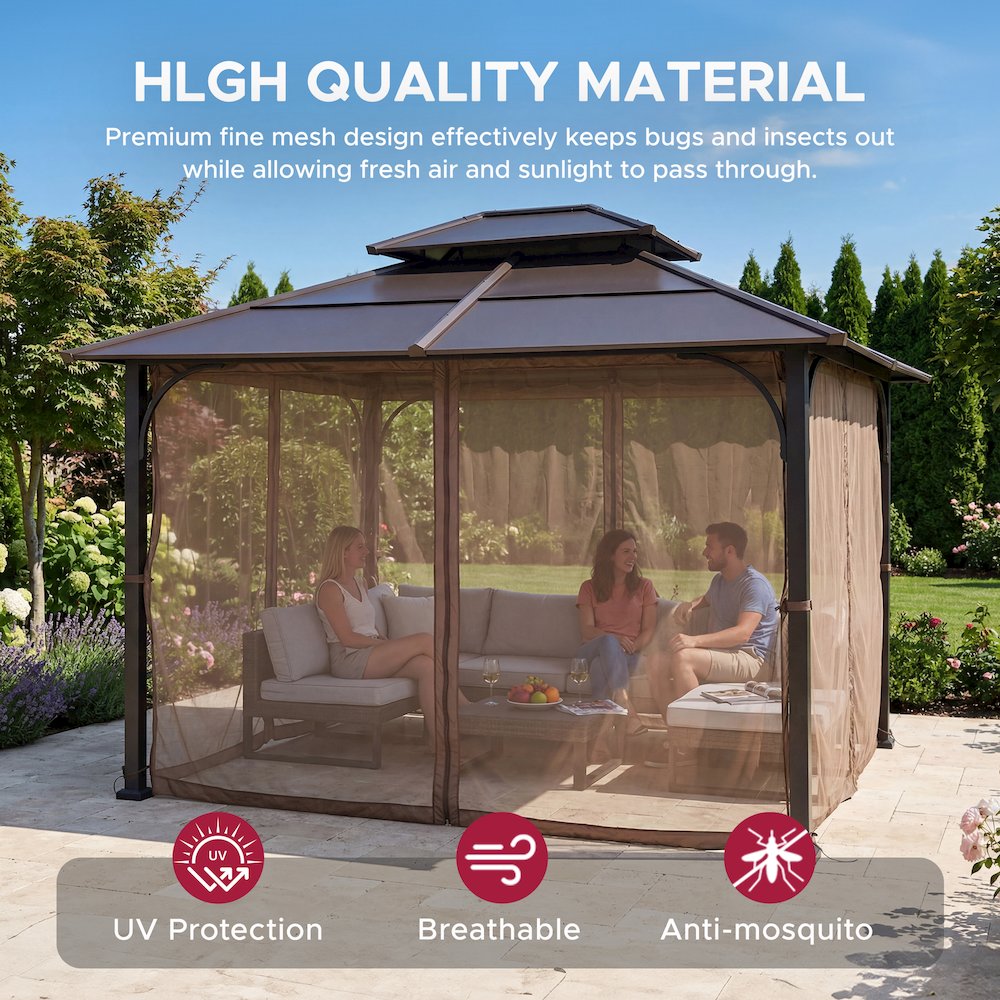 Netting for 10ft. x 12ft. Hardtop Gazebo with Warm White LED lights. Picture 2