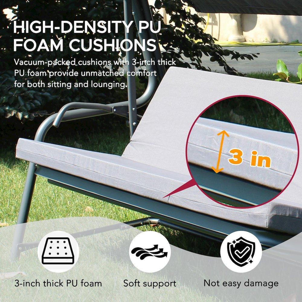 4-Seat Luxury Swing and Bed with Elastic Metal Mesh Seat. Picture 5