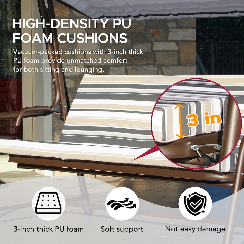 4-Seat Luxury Swing and Bed with Elastic Metal Mesh Seat. Picture 9