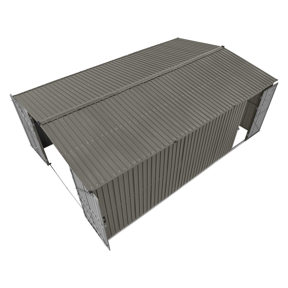 Sunjoy 13 ft. x 20 ft. Outdoor Storage Shed, Carport, Light Grey. Picture 5