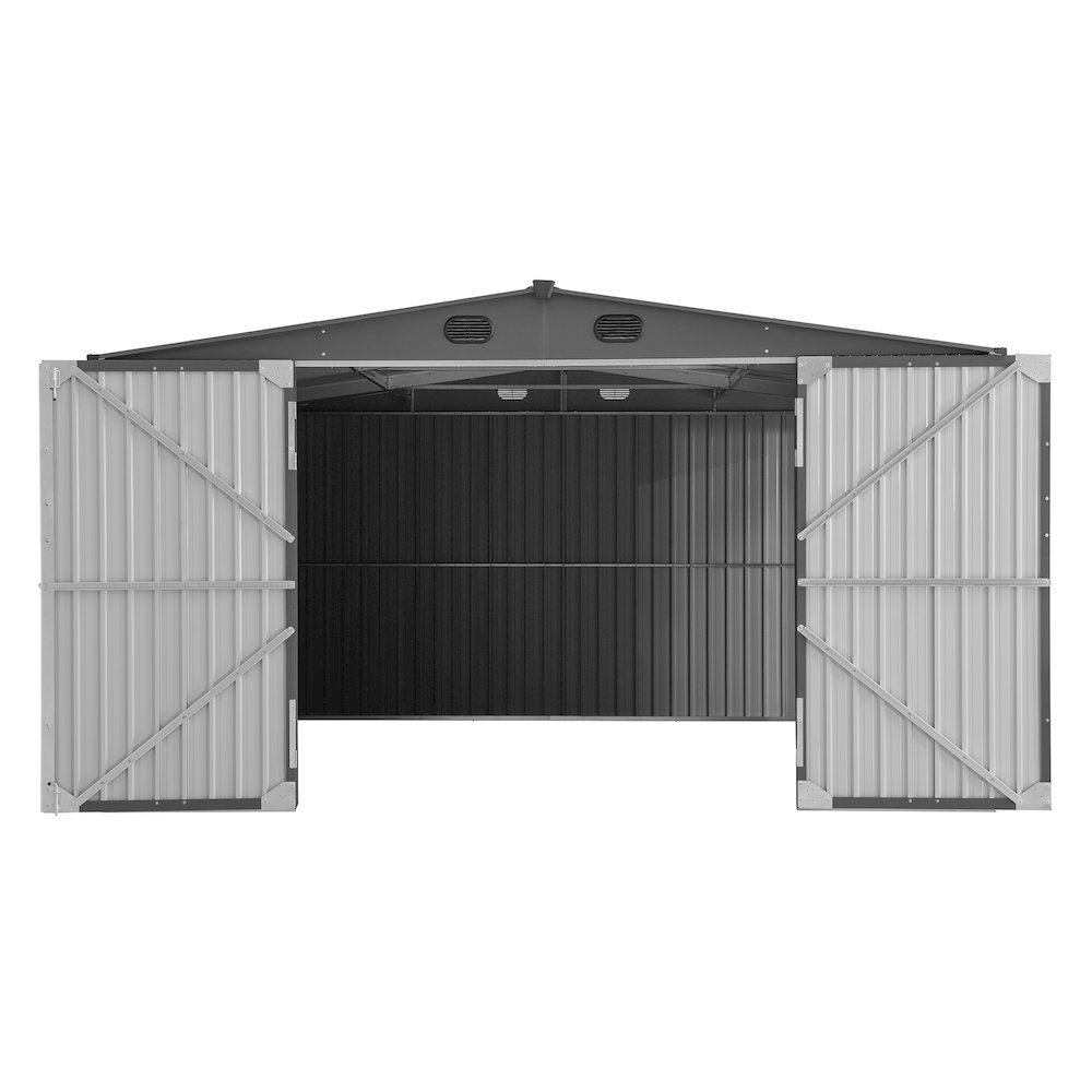 Sunjoy 13 ft. x 20 ft. Outdoor Storage Shed, Carport, Dark Grey. Picture 3