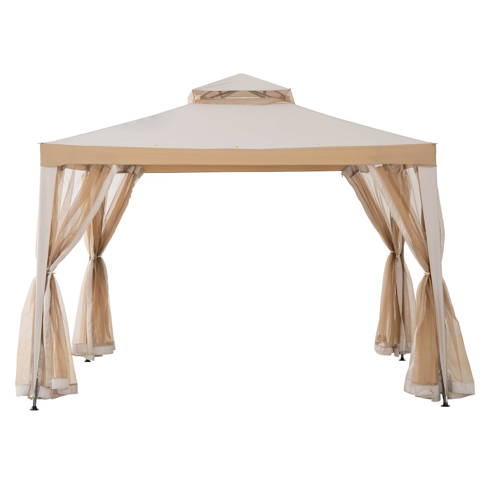 10 ft. x 10 ft. Outdoor Modern 2-Tier Steel Frame Soft Top Gazebo. Picture 1