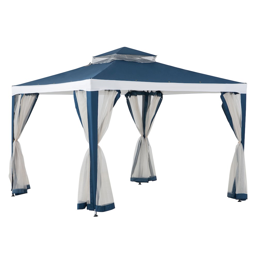 10 ft. x 10 ft. Outdoor Modern 2-Tier Steel Frame Soft Top Gazebo. Picture 2