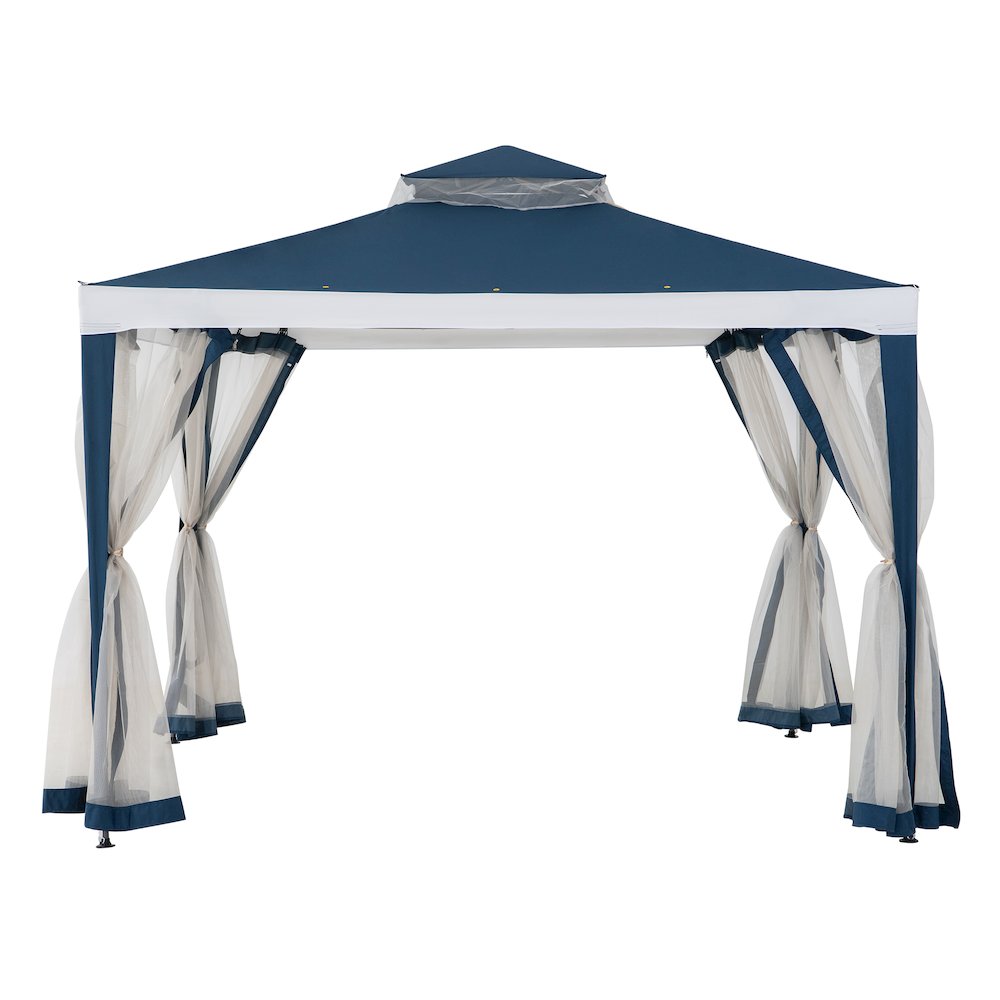 10 ft. x 10 ft. Outdoor Modern 2-Tier Steel Frame Soft Top Gazebo. Picture 1