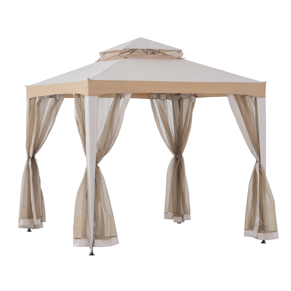 8 ft. x 8 ft. Outdoor Patio Gazebo with Mosquito Netting. Picture 1