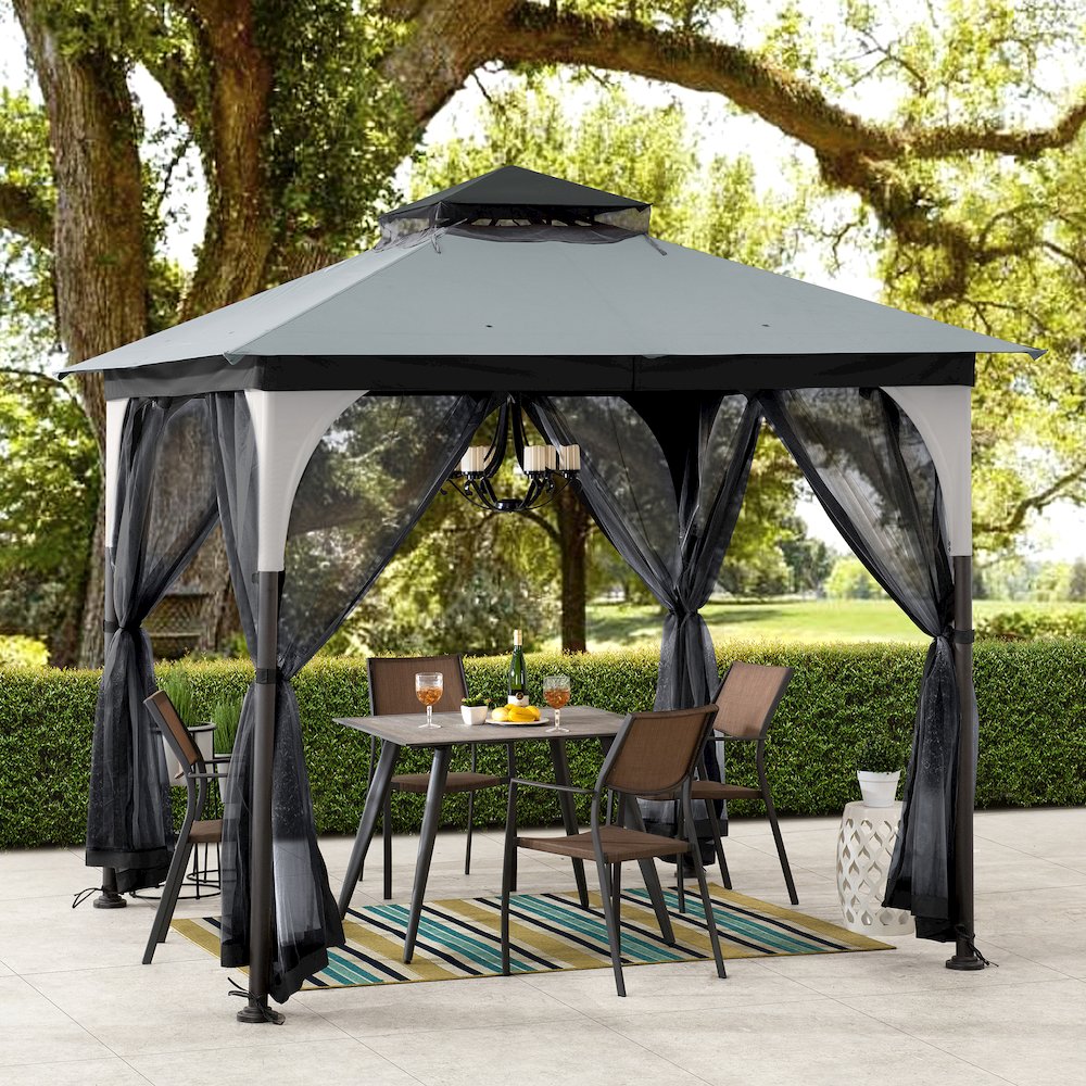 9.5 ft. x 9.5 ft. Soft Top Outdoor Steel Frame Gazebo Canopy. Picture 4