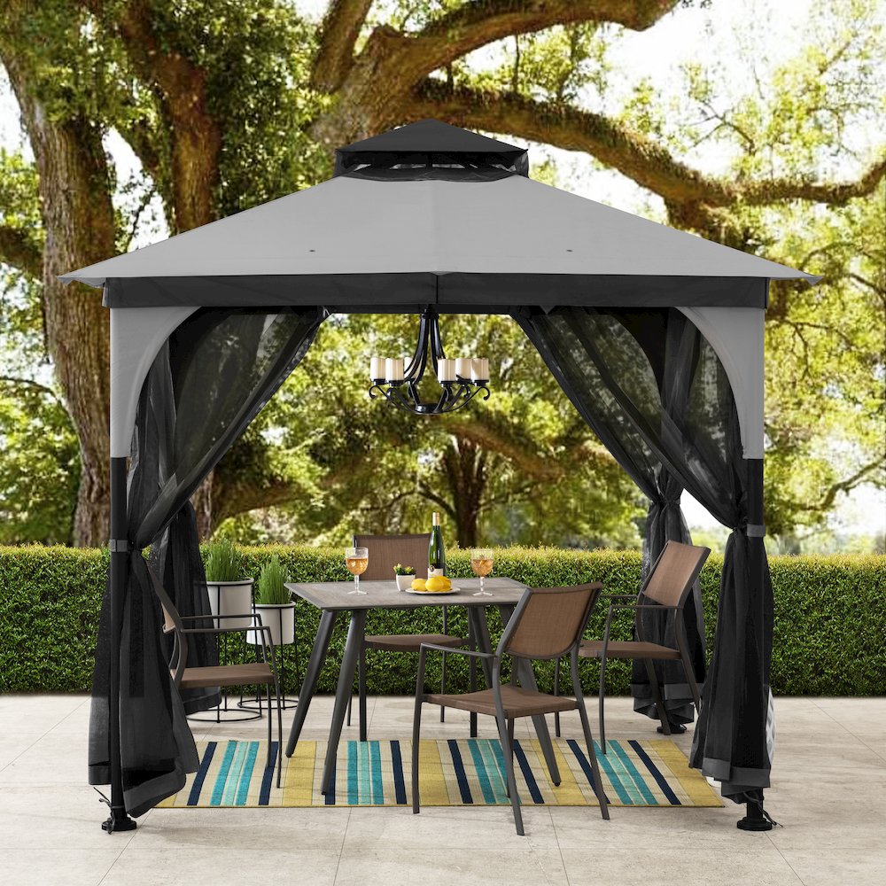 9.5 ft. x 9.5 ft. Soft Top Outdoor Steel Frame Gazebo Canopy. Picture 6