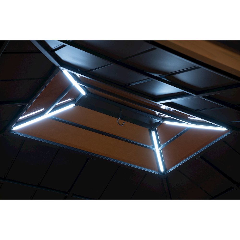 11 ft. x 13 ft. Grayden Cedar Framed Gazebo Black Steel Polycarbonate Hip Roof. Picture 6