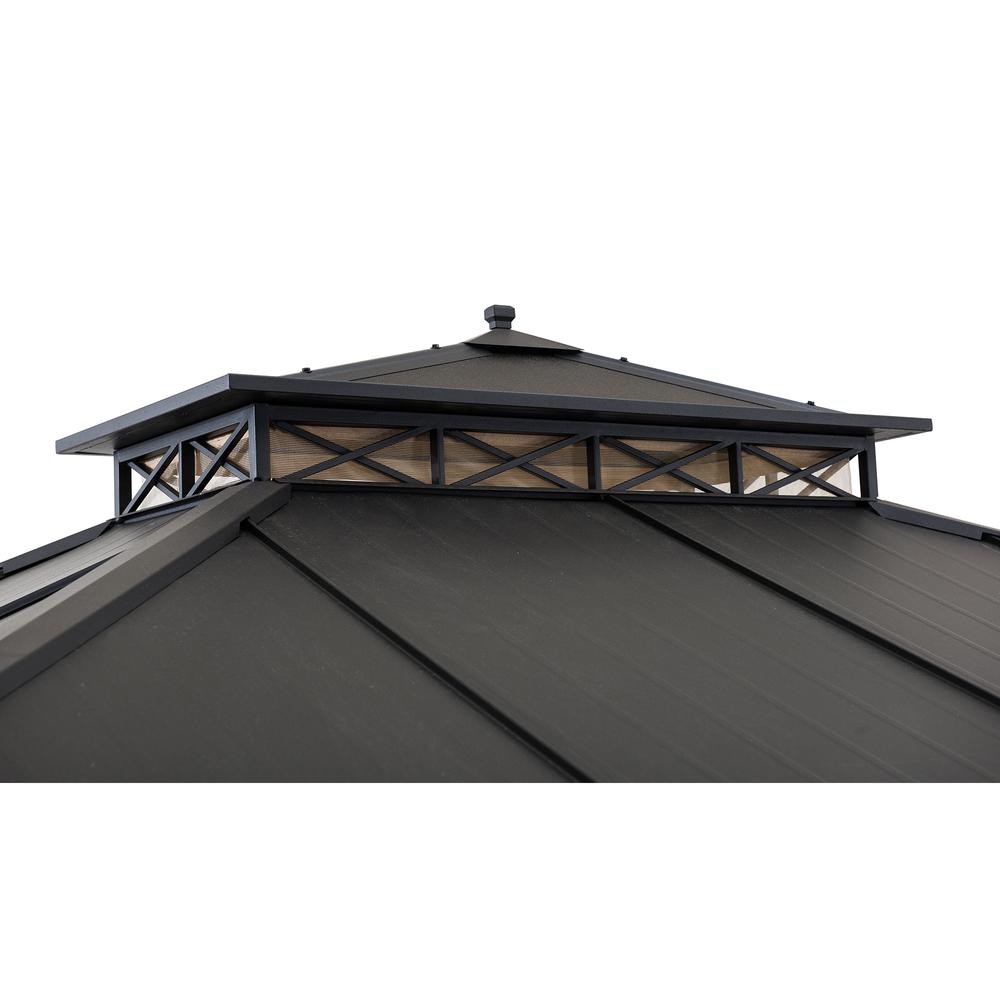 Sunjoy Outdoor Patio 11x13 Black 2-Tier Aluminum Backyard Hardtop Gazebo. Picture 16