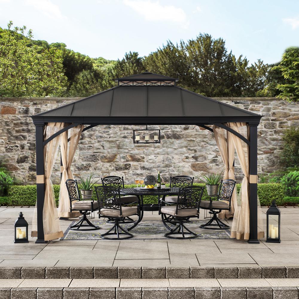 Sunjoy Outdoor Patio 11x13 Black 2-Tier Aluminum Backyard Hardtop Gazebo. Picture 20