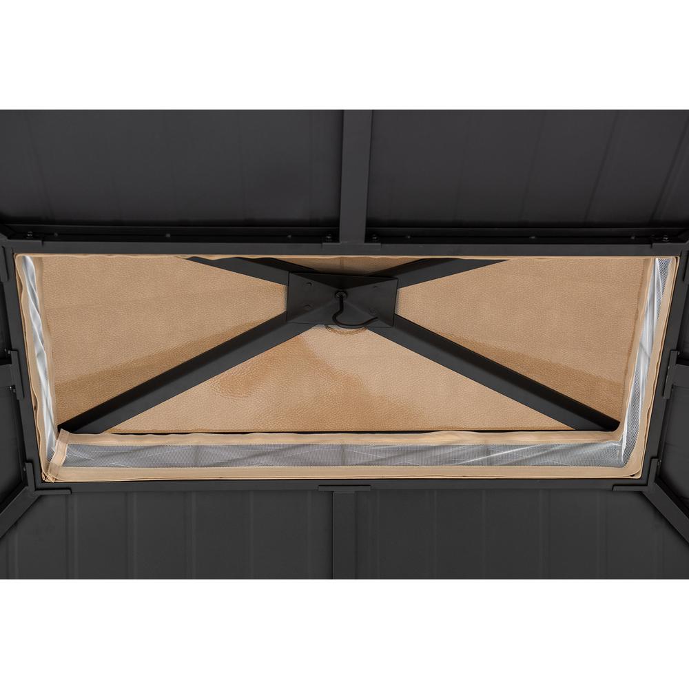 10 ft. x 12 ft. Brown Steel Gazebo with 2-tier Hip Roof Hard Top. Picture 9