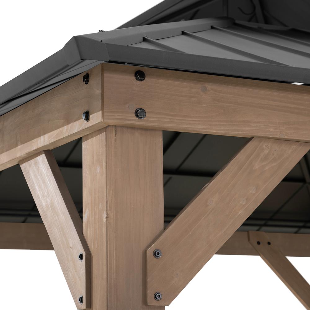Sunjoy Wooden 11’ x 11’ Outdoor Steel Hardtop Gazebo. Picture 2