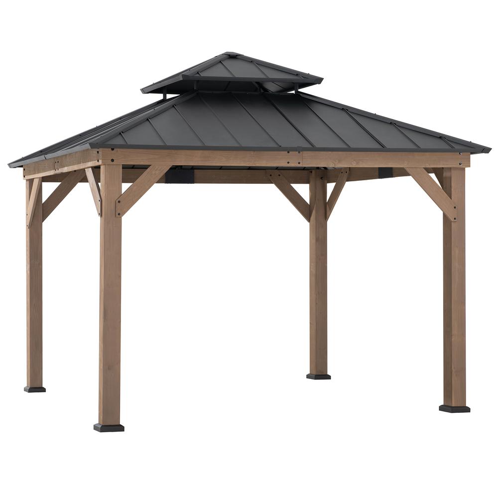 Sunjoy Wooden 11’ x 11’ Outdoor Steel Hardtop Gazebo. Picture 11