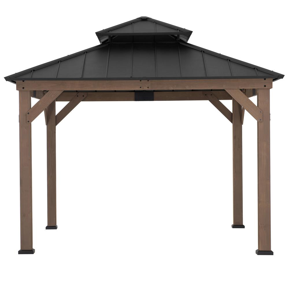 Sunjoy Wooden 11’ x 11’ Outdoor Steel Hardtop Gazebo. Picture 12