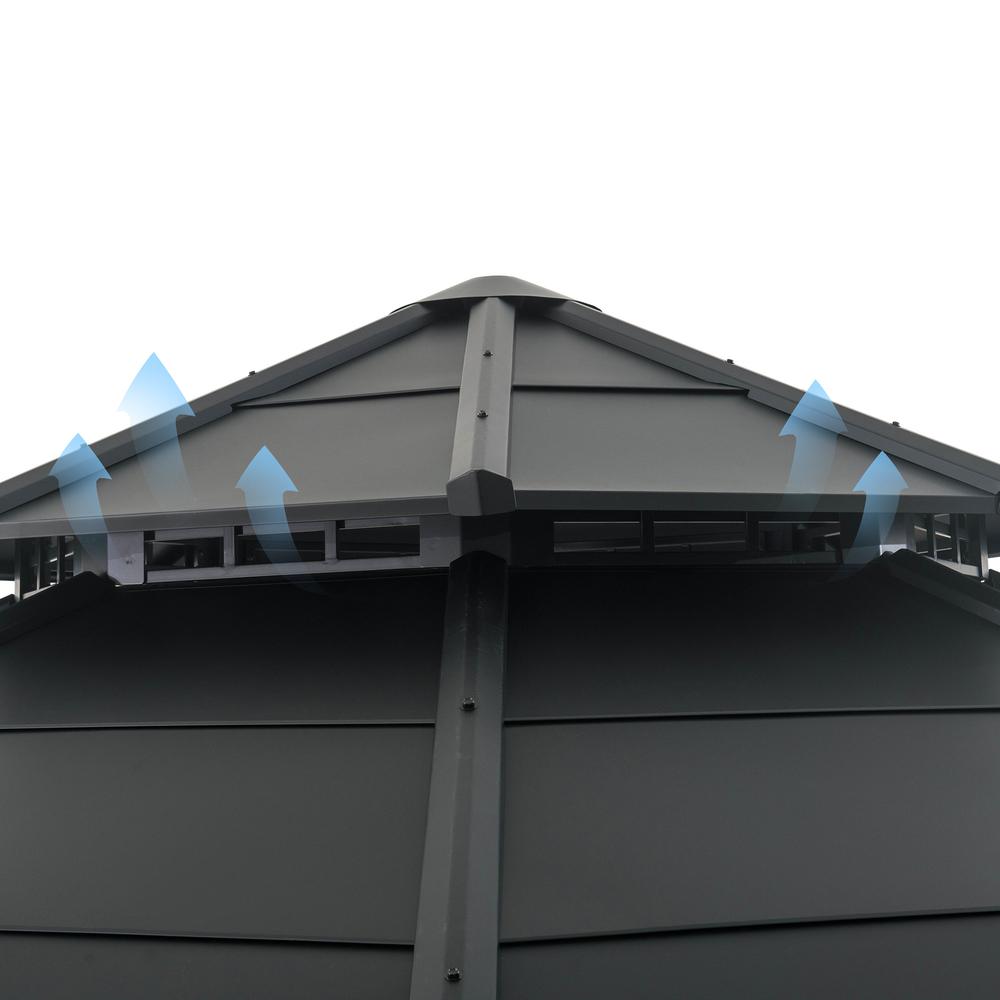 Sunjoy 15 x 15 ft. Outdoor Hardtop Octagon Double Tiered Metal Gazebo. Picture 2