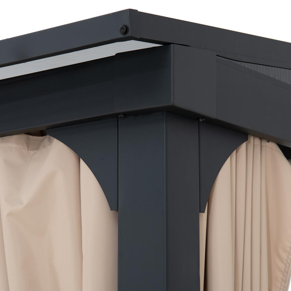 10ft. x 12ft. Polycarbonate Roof; Aluminum Metal Frame with Curtain and Netting. Picture 12