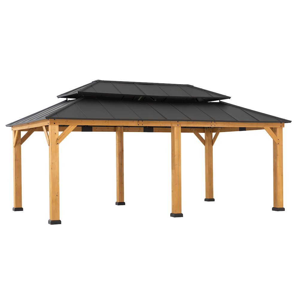 Sunjoy 12 ft. x 20 ft. Cedar Framed  Gazebo with Steel Hardtop. Picture 1